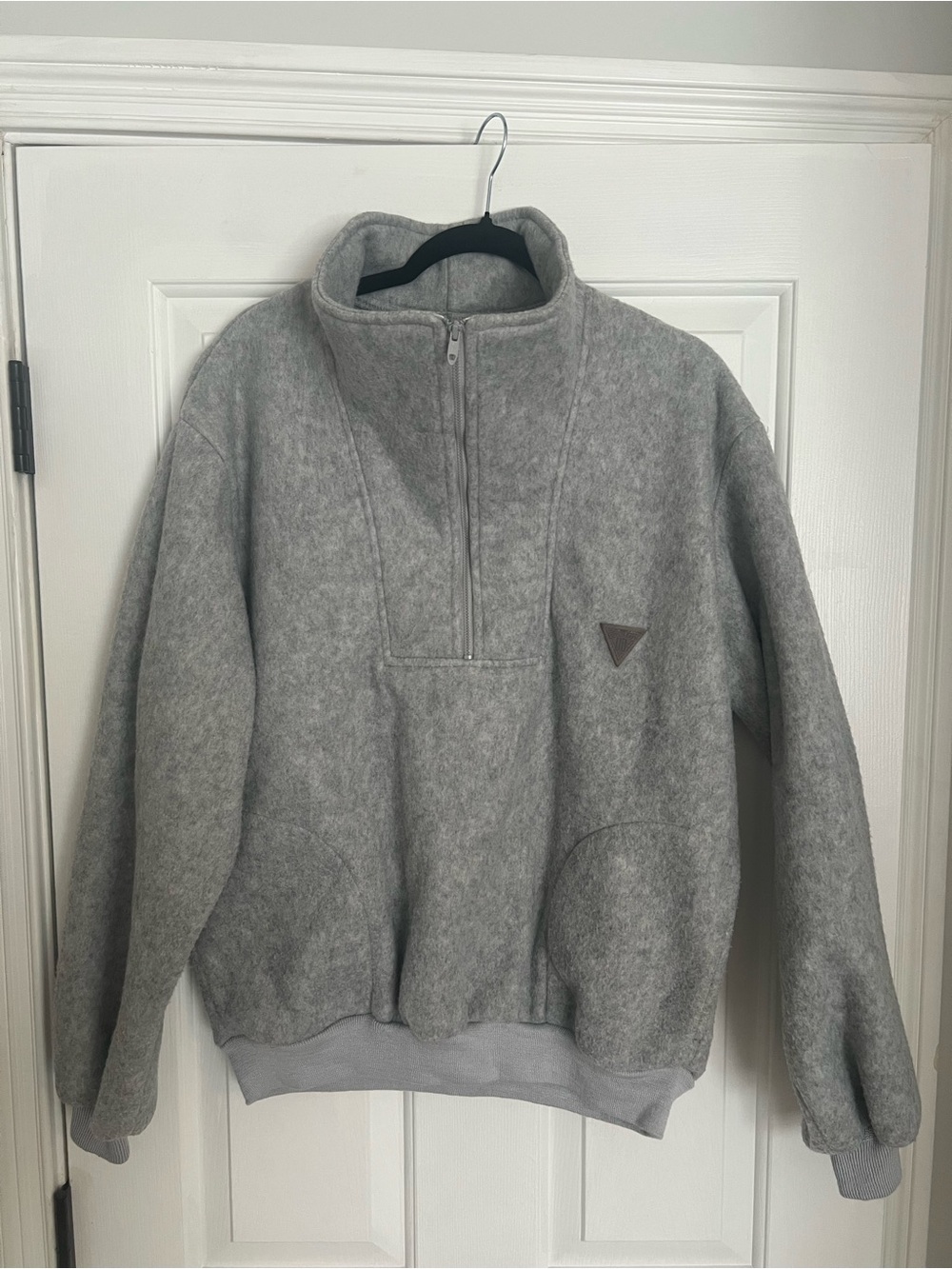 Vintage 1990s Gray Quarter-Zip Fleece Pullover Sweater- Unionbay